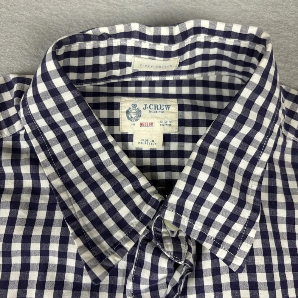 J.Crew Men's Blue and White Plaid Button Down Shirt 100% Cotton Sz M